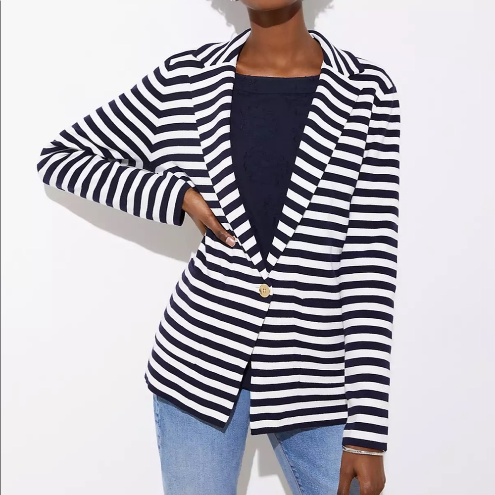 LOFT Striped Sweater Blazer